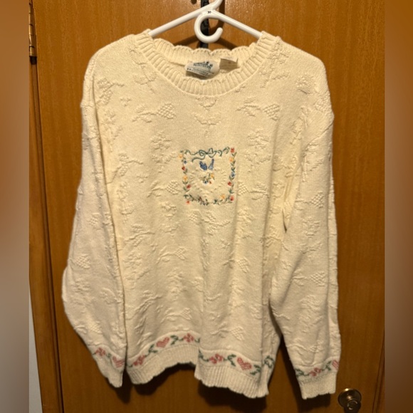 Northern Reflections Sweaters - Norther reflections Ivory Sweater with Delicate Embroidery